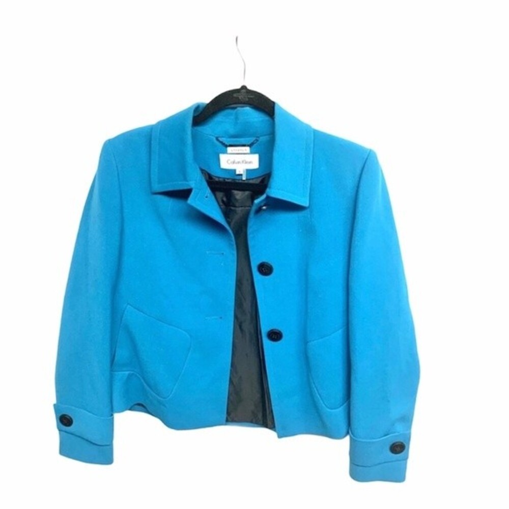 CALVIN KLEIN blazer women bright blue two button blazer size 6